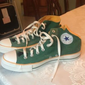 Brand new , with tag green/gold converse high tops